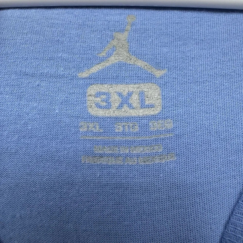 UNC Tar Heels Shirt Men's Size 3XL Blue Jordan Short Sleeve Casual 100% Cotton